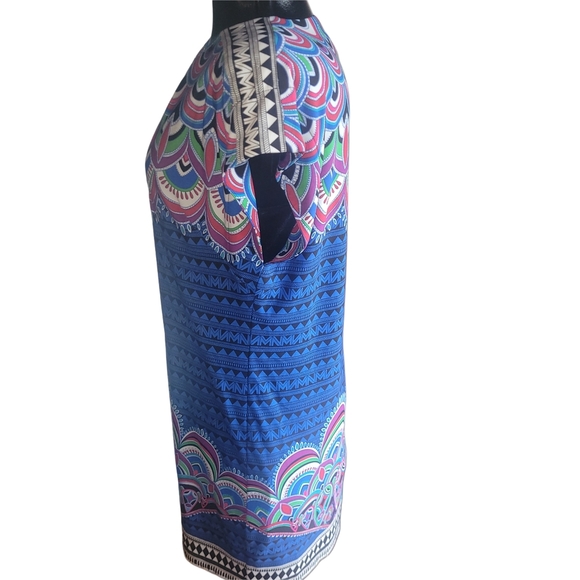 Laundry By Shelli Segsl Multi Colored Abstract Print Short Sleeve Dress M - Picture 5 of 7